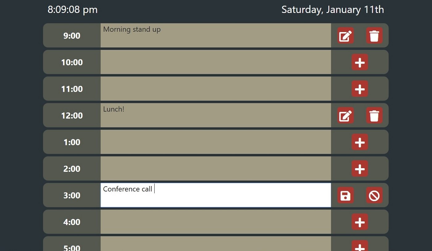 Screenshot of Day Planner app