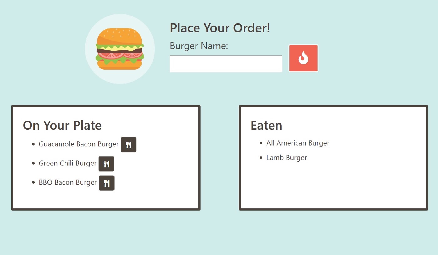 Screenshot of Eat-The-Burger app